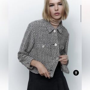 🏁 ZARA Checkered Cropped Blazer/Jacket. Excellent Condition! Size XS